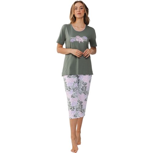 Pastunette Dames pyjama capri broek - flower green