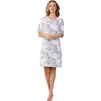Nachthemd dames korte mouw - wit groen roze