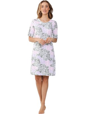 Pastunette Nachthemd dames korte mouw - wit groen roze