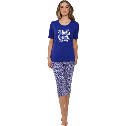 Pastunette Dames zomer pyjama met capri broek - blauw