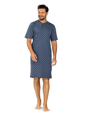 Comte Heren nachthemd korte mouw - donkerblauw print