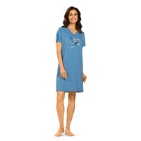 Dames nachthemd korte mouw - blauw