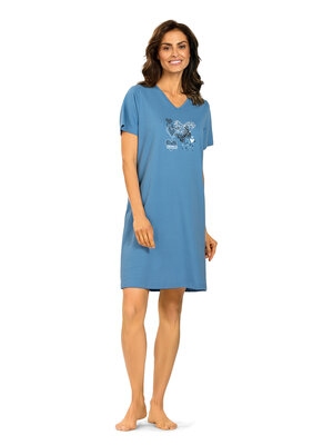 Comtessa Dames nachthemd korte mouw - blauw