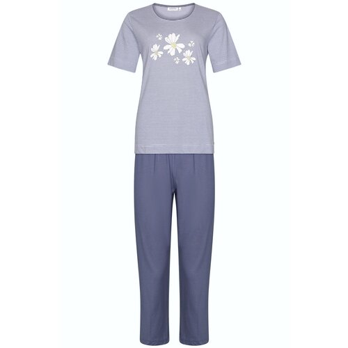 Pastunette Dames zomer pyjama met capri broek - blauw gestreept