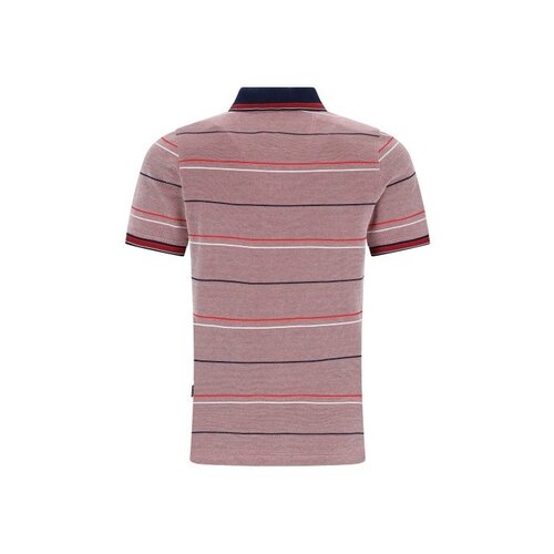 Hajo Heren poloshirt piqué - rood gestreept