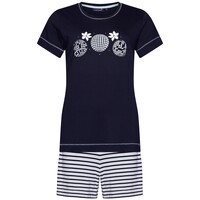 Dames shortama katoen - blauw dancing queen
