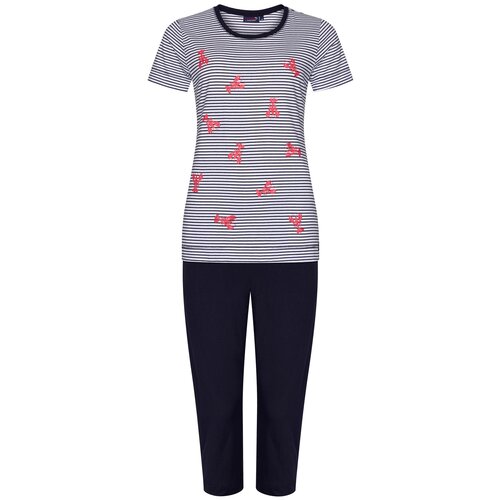 Rebelle by Pastunette Dames zomer pyjama met capri broek - gestreept kreeftjes