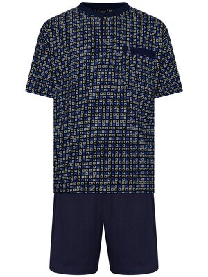Robson Heren shortama - squares donkerblauw
