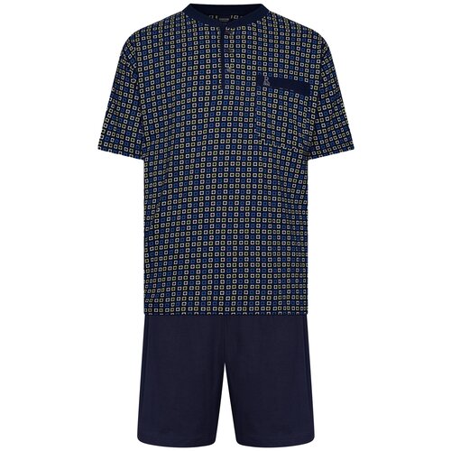 Robson Heren shortama - squares donkerblauw