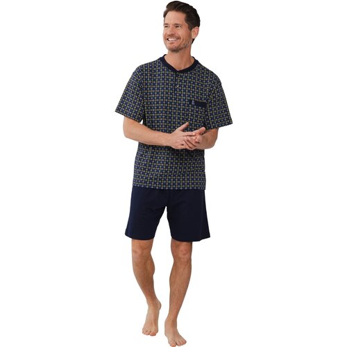 Robson Heren shortama - squares donkerblauw