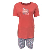 Dames shortama - flower - zalm kleur