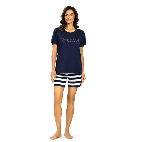 Comtessa Dames shortama katoen - donkerblauw Comtessa Dames shortama katoen - donkerblauw