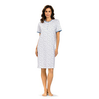 Dames nachthemd korte mouw - wit blauw