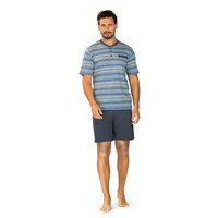 Heren shortama katoen - gestreept blue