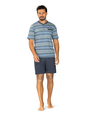 Comte Heren shortama katoen - gestreept blue