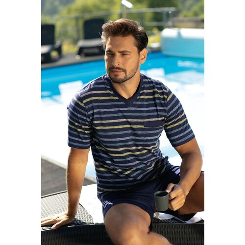 Comte  Heren shortama katoen - gestreept blauw