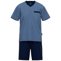 Heren shortama katoen - patroon blauw