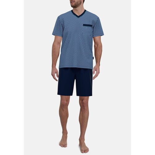 Götzburg Heren shortama katoen - patroon blauw