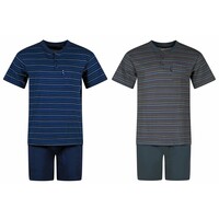 Heren shortama's katoen gestreept - duo voordeelpack