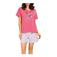 Dames shortama katoen - pink