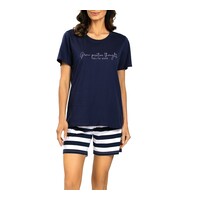 Dames shortama katoen - donkerblauw