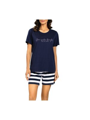 Comtessa Dames shortama katoen - donkerblauw