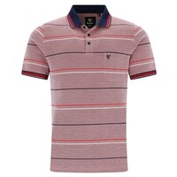 Heren poloshirt piqué - rood gestreept