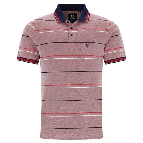 Hajo Heren poloshirt piqué - rood gestreept