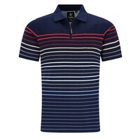 Heren poloshirt piqué - donkerblauw gestreept