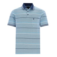 Heren poloshirt piqué - aqua blauw gestreept