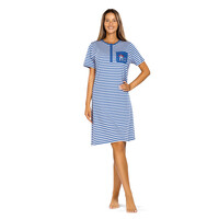 Dames nachthemd korte mouw - blauw wit gestreept