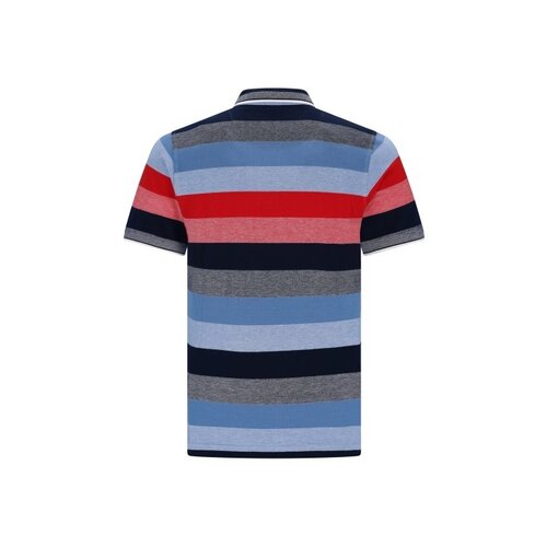 Hajo Heren poloshirt -  premium kwaliteit - Blauw rood gestreept