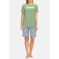 Dames shortama - flower - groen