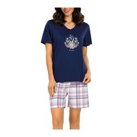 Dames shortama katoen - blauw