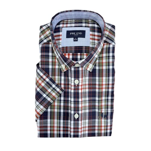 Pre End Heren overhemd korte mouw - multicolor geruit - strijkvrij Pre End Heren overhemd korte mouw - multicolor geruit - strijkvrij