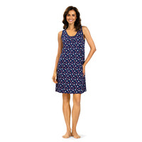 Mouwloos dames nachthemd - blauw gestipt