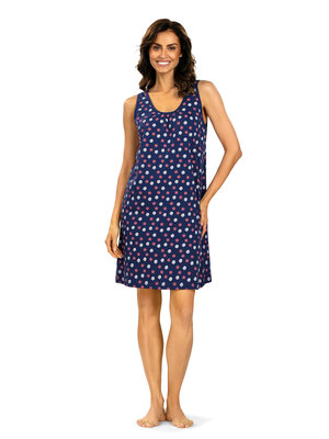 Comtessa Mouwloos dames nachthemd - blauw gestipt