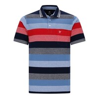 Heren poloshirt -  premium kwaliteit - Blauw rood gestreept