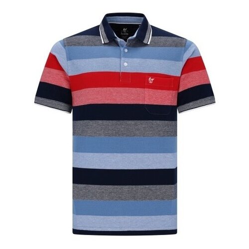 Hajo Heren poloshirt -  premium kwaliteit - Blauw rood gestreept