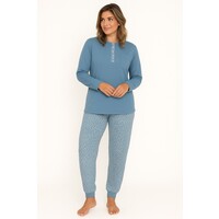 Dames pyjama katoen - blauw