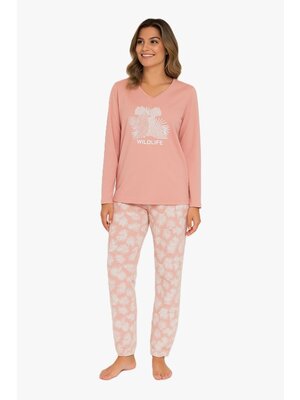 Cocodream Dames pyjama katoen - roze - wildlife