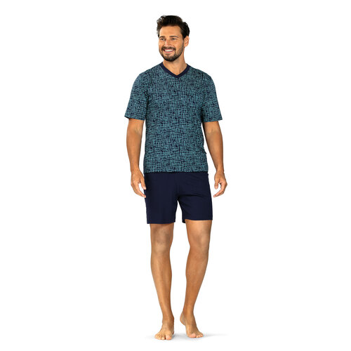 Comte  Heren shortama katoen - grafisch blauw