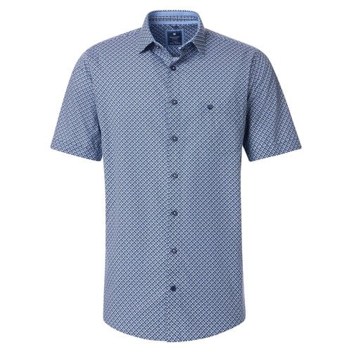 Redmond Heren overhemd korte mouw - blauw multi