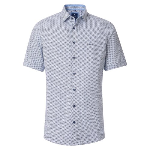 Redmond Heren overhemd korte mouw - white multiprint