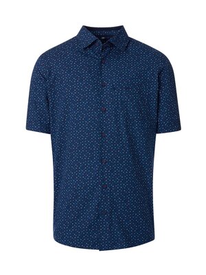 Redmond Heren overhemd korte mouw - donkerblauw dessin