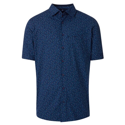 Redmond Heren overhemd korte mouw - donkerblauw dessin