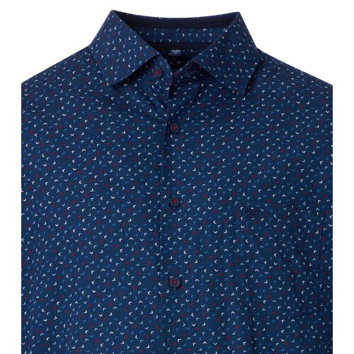 Redmond Heren overhemd korte mouw - donkerblauw dessin