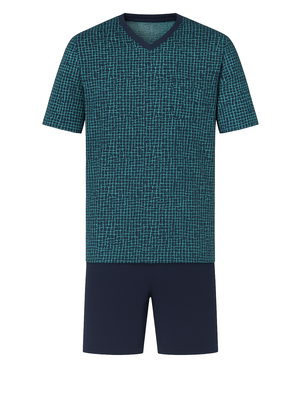 Comte Heren shortama katoen - grafisch blauw