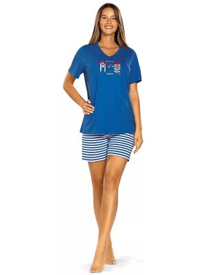 Comtessa Dames shortama katoen - blauw