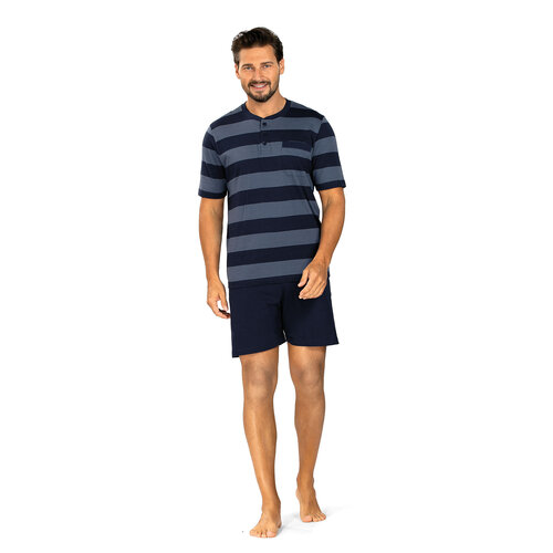 Comte  Heren shortama katoen - indigo blue grey